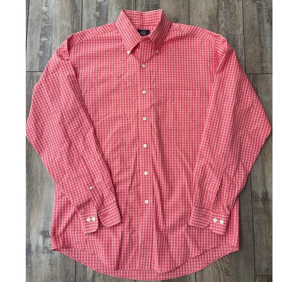 Brooks Brothers Other - Brooks Brothers 346 Mens Red Gingham Non-Iron Cotton Button Down Shirt Size M